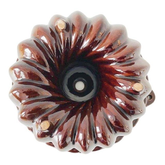 Image 1 of West Germany Scheurich Brown Pottery Turban Shape 1960's