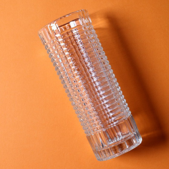 Image 1 of Mid-century Elegant Clear Pressed Glass Vintage Vase by Miloš Filip / Rosice / Czech Republic / 1957
