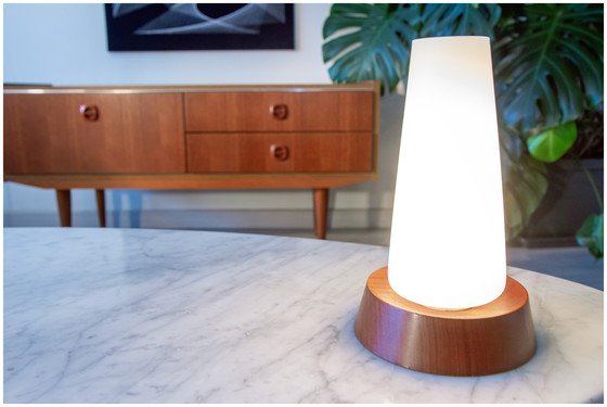 Image 1 of Lampe Scandinave Teck et Opaline 1960