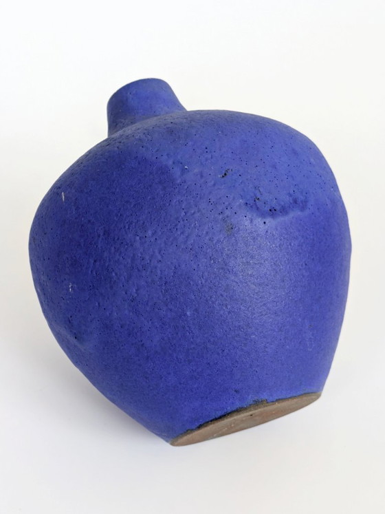 Image 1 of Vase Heyne Keramik, céramique Klein Blue Fat Lava, Allemagne de l'Ouest, années 1960, signé.