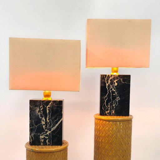 set of 2 beautiful heavy marble lamps from the 1960s.