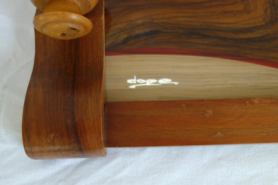 Image 1 of Vassoio vintage Art Déco in legno e specchio firmato Dope, circa 1930