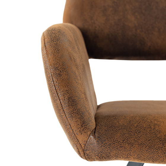 Image 1 of 2x Urban Meuble Vintage Drehstühle Für Esszimmer In Braunem Wildleder California KD Suede Brown Swivel