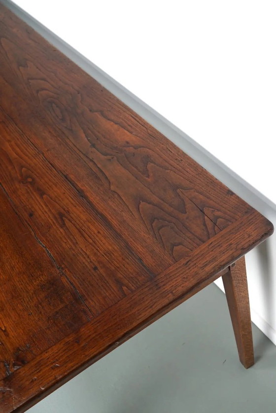 Image 1 of Antico tavolo da pranzo rustico francese in rovere, inizio XX secolo