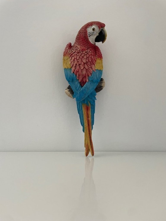 Image 1 of Wall sculpture red macaw parrot colorful design