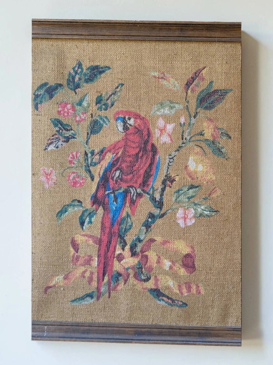 Tableau / Painting on jute canvas / Parrot – Paintings & Drawings (photo 3 of 5)