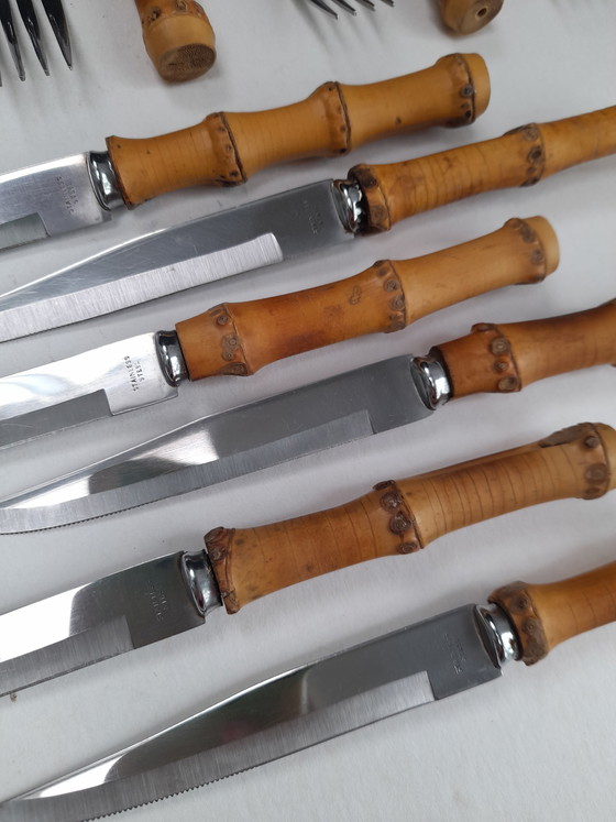 Image 1 of Cubiertos con mangos de bambú