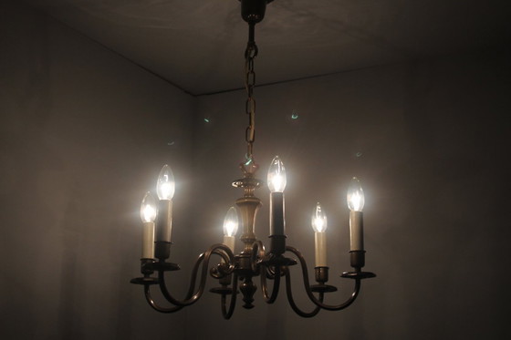 Image 1 of Vintage kroonluchter met zes armen, jaren 1970.