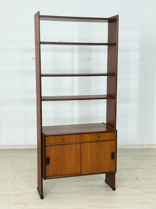Système d'étagères en teck style années 50 / Bibliothèque en teck / Étagère haute années 60 / Étagère murale vintage / Étagère e