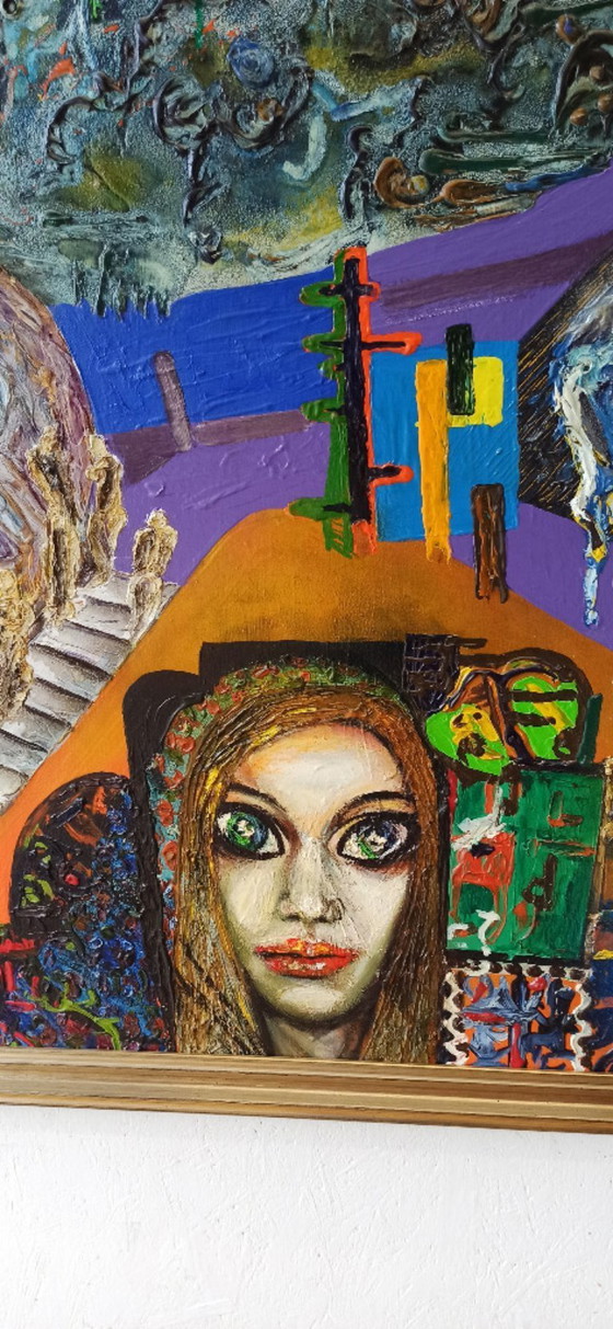 Image 1 of Barbara Ur, Personnes dans l'escalier, 1974, Huile sur toile