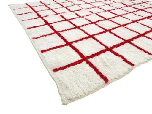 Ecrufarbener marokkanischer Teppich mit geometrischen Mustern, 200 cm x 300 cm