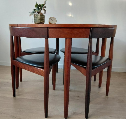 Uitschuifbare eettafel met 4 stoelen Hans Olsen / Frem Røjle / Roundette