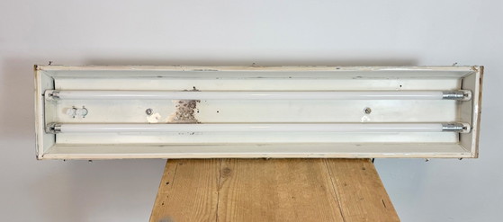 Image 1 of Beige industriële hanglamp met buisarmatuur van Famor, jaren 70