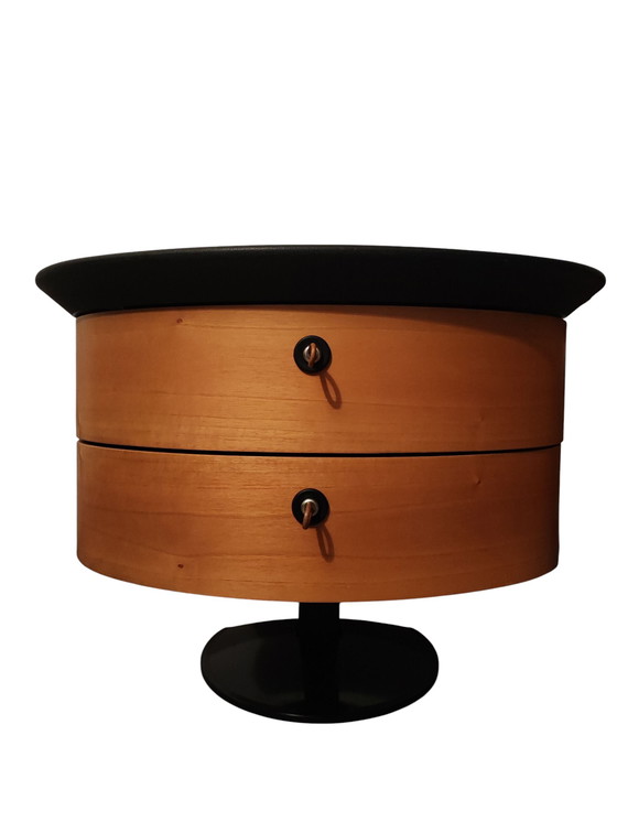 Image 1 of Pair of Postmodern Italian Nightstands by EmmeBi – 360° Rotating Drawers – 1980s