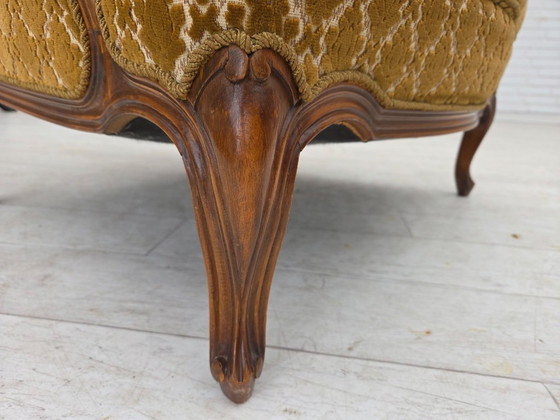 Image 1 of 1950s Danish Relax Chair, Furniture Velour, Carved Ash Wood