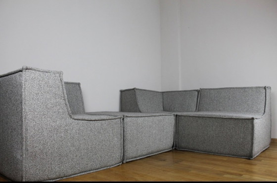 Image 1 of XXL modulaire bank NIEUW Vintage mid-century Bouclé grijs