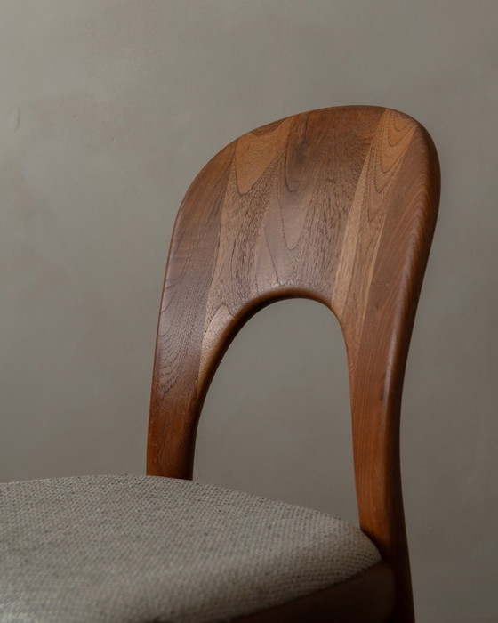 Image 1 of Vintage Danish Teak Dining Chairs (Pair) | Model Morten by Niels Koefoed for Koefoed’s Hornslet | Original Upholstery