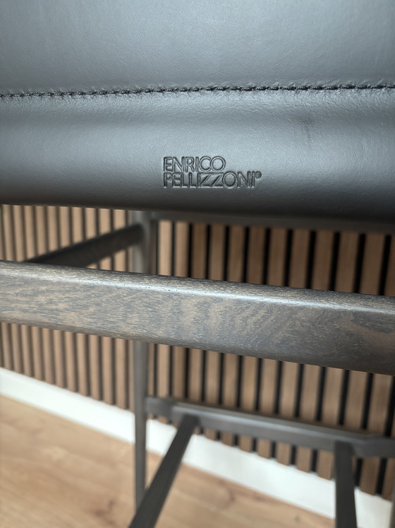 Enrico Pellizzoni Ledermann Barhocker 1 Stück – Leather, Wood (photo 4 of 7)