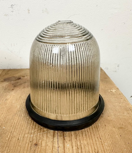 Image 1 of Groene industriële bunkerlamp van Polam Gdansk, jaren 70