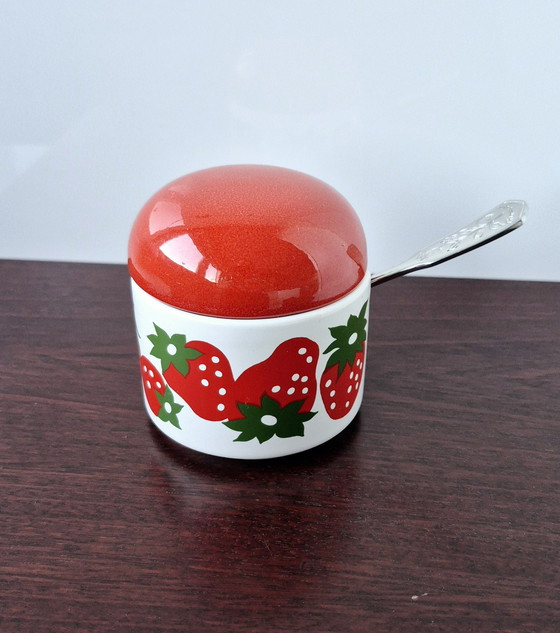 Image 1 of Waechtersbach sugar bowl, jam jar, strawberry, 1960/70