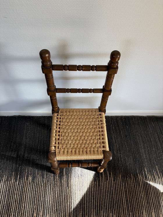 Image 1 of Vintage style wooden & rush seat high chair