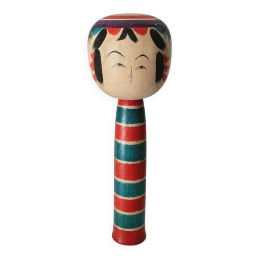 Vintage 1986 Signierte Kuniei Traditionelle Japanische Kokeshi-Puppe aus Holz
