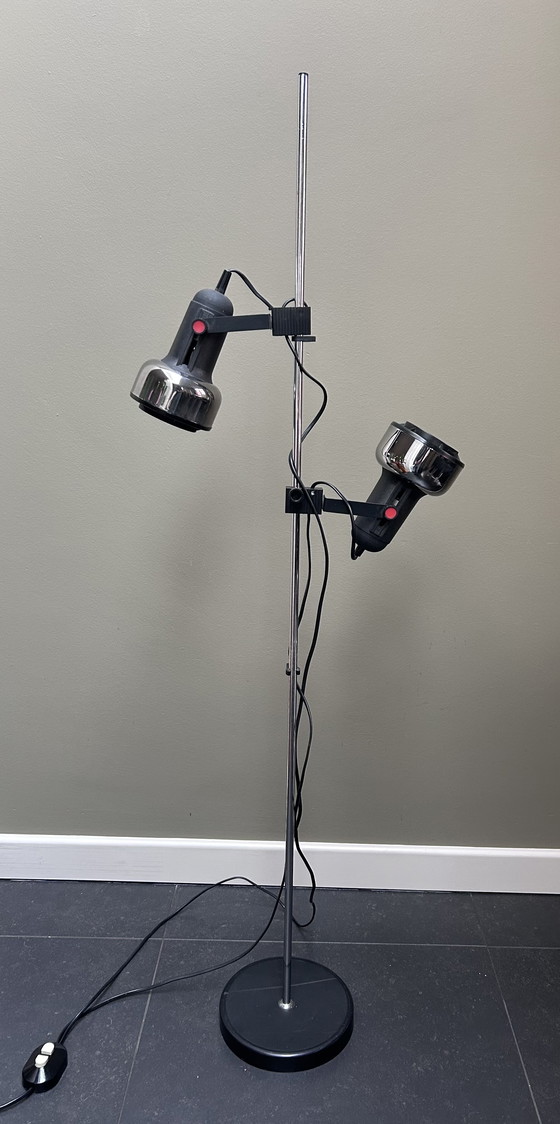 Image 1 of Lampada da terra dal design vintage con due faretti