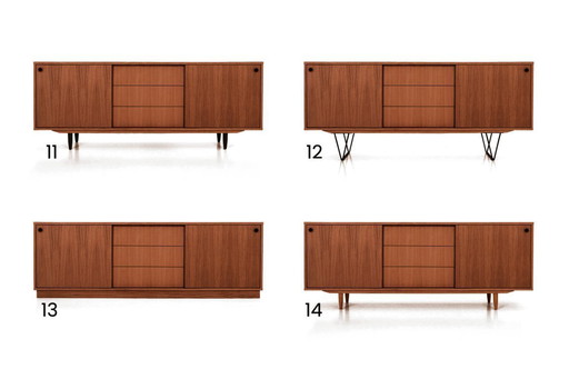 Sideboard Teak gebeizt T-S05 Schiebetür und 3 Schubladen