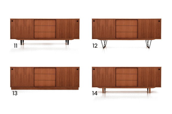 Image 1 of Dressoir gebeitst teak T-S05 schuifdeur en 3 laden