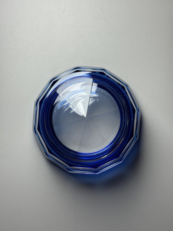 Image 1 of Bombonera de cristal “Eliane” de Val Saint Lambert, Art Déco, años 30, cristal superpuesto en azul, Charles Graffart
