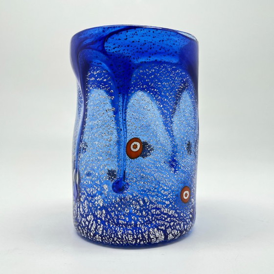 Murano Art Glass Tumbler / Vase – Silver Leaf & Murrines – Hand-blown – Glass & Decanter (photo 18 of 20)
