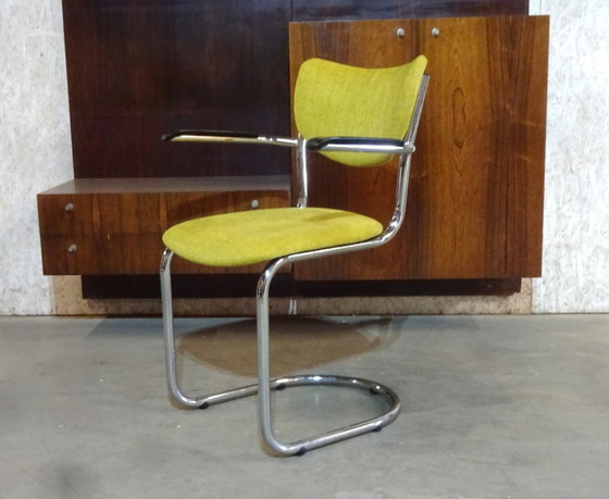 Image 1 of 4x Dutch Vintage Design Buisframe Stoelen Gebr, de Wit Model 3011 Sto, Gerstaureerdelen