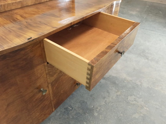 Image 1 of Art Deco walnut dresser sideboard with a mirror 