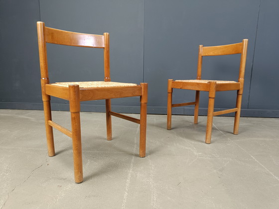 Image 1 of Italienische Esszimmerstühle aus Korbgeflecht, 1970er Jahre