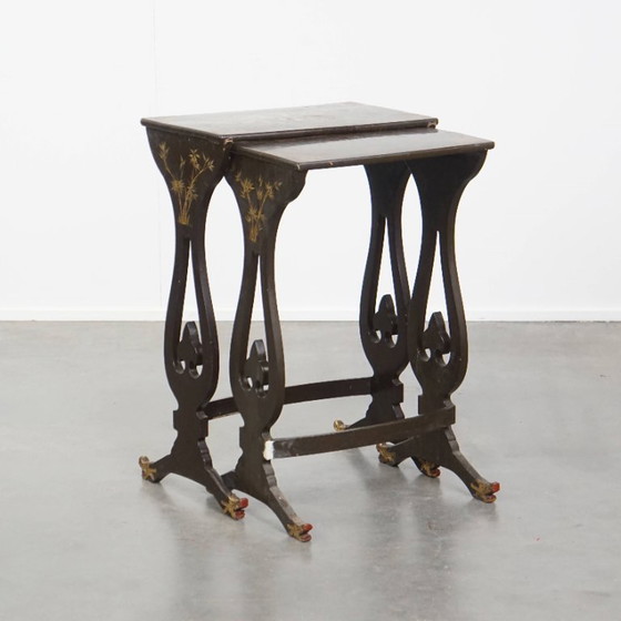 Image 1 of 2 x Vintage Japanese lacquerware side tables