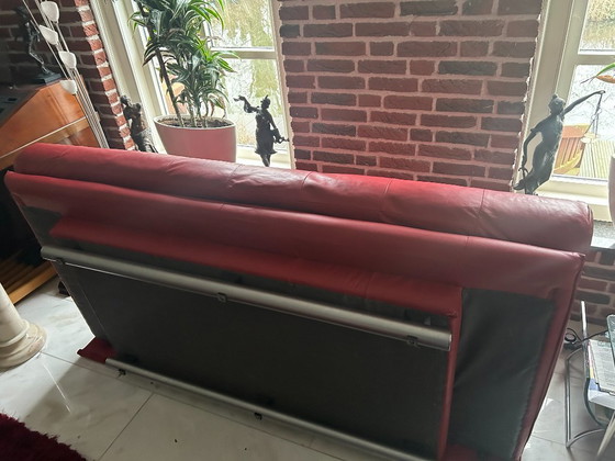 Rolf Benz 6500 Tweezitsbank Rood Leer – 2 zitsbanken, rvs (photo 15 of 22)