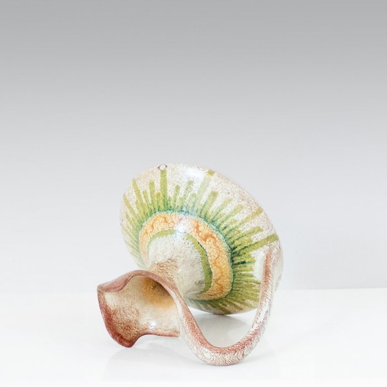 Image 1 of 1x 1960s Italian Modern Ceramic Jug, Beige and Green, Bertoncello Manufacturer