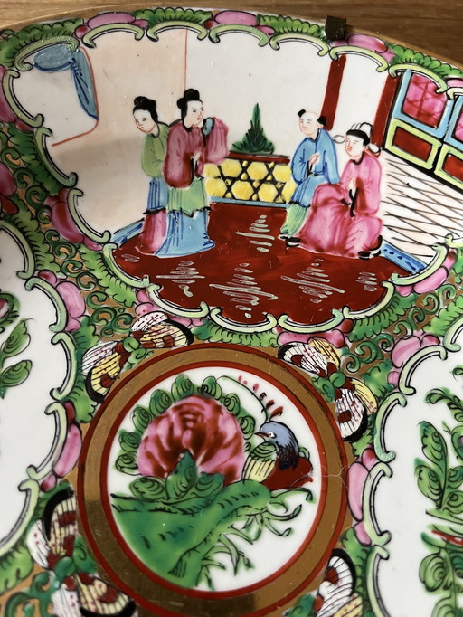 Piatto da parete cinese antico, dipinto a mano