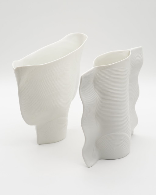 Kunstvaas Duo Rosenthal Studio Lijn Design Johan van Loon Fijn Porselein 80s 18cm