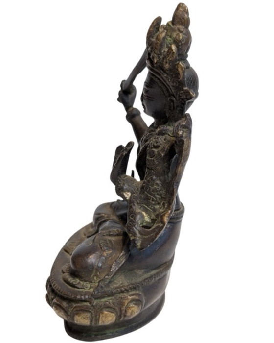 Image 1 of Manjushri antique en bronze tibétain – XIXe siècle