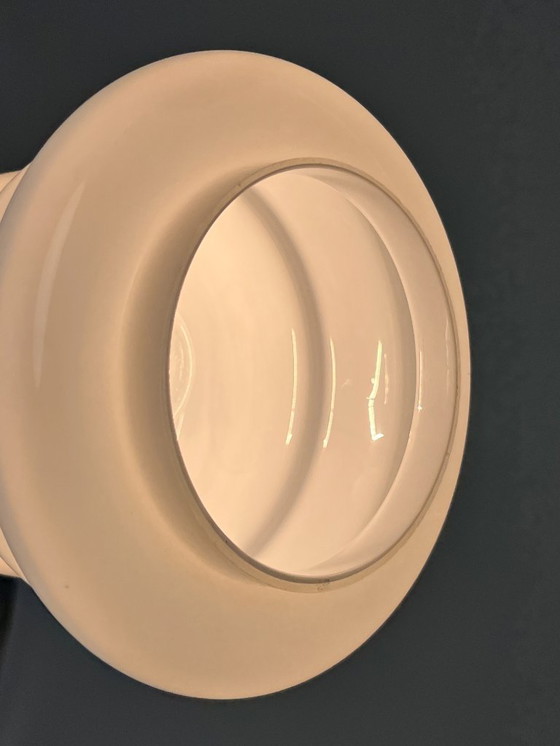 Image 1 of Vintage Hanglamp, Rood Emaille, Wit Opaalglas, Hustadt Leuchten, Duitsland 1960's