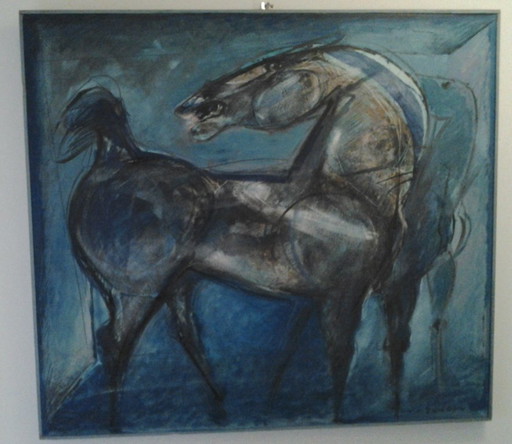 Frits van Eeden ( prachtig vroeger werk in zijn kenmerkende stijl van paard(en).).