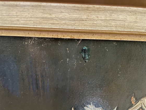 Image 1 of Vintage oliedruk op doek - Heinrich Faust - paarden - jaren ‘60-‘70