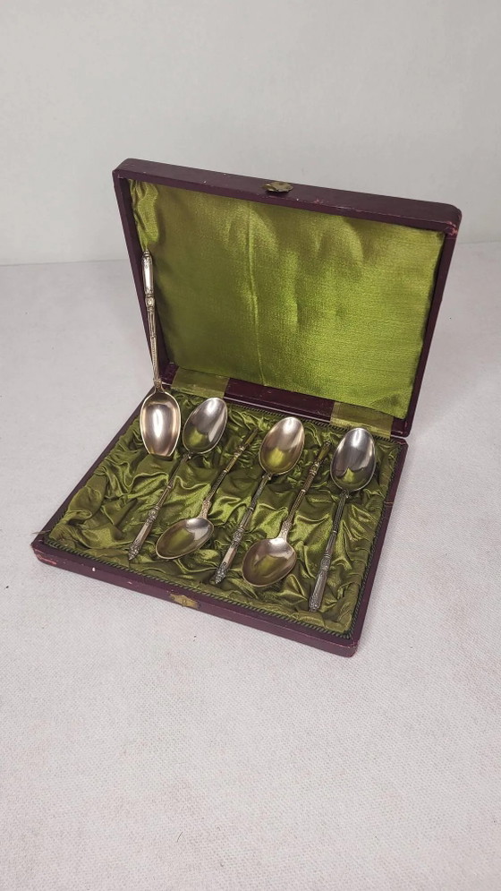 6 cucchiaini da tè in metallo argentato Art Nouveau – Set di posate (photo 10 of 12)