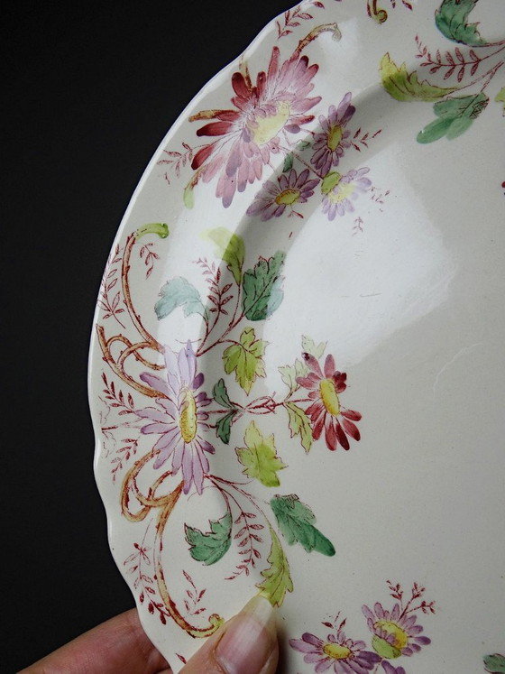 4 Antieke Longchamp Pâquerettes polychrome aardewerk dessertborden – Servies, Ceramic, Vintage (photo 12 of 15)