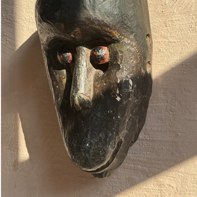 Shamanic Ritual Objects Expressive Himalayan Mask - Hand-carved wood - Shamanic ritual object ...