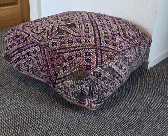 Image 1 of Vintage berber poef paarse blauw kleur