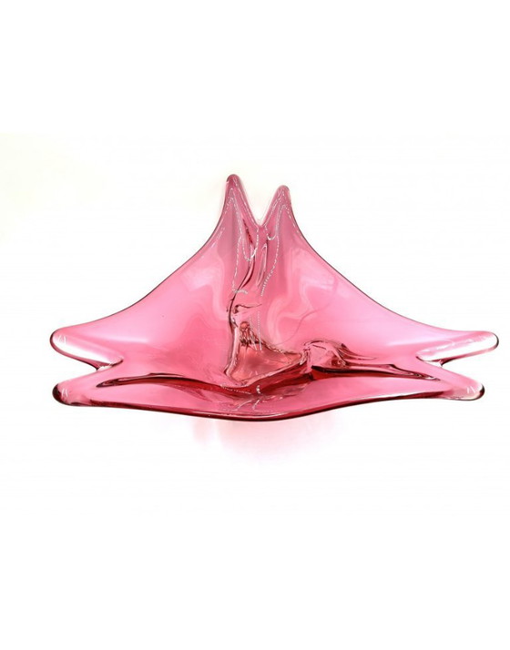 Image 1 of Eine große rosa Kunstglasschale