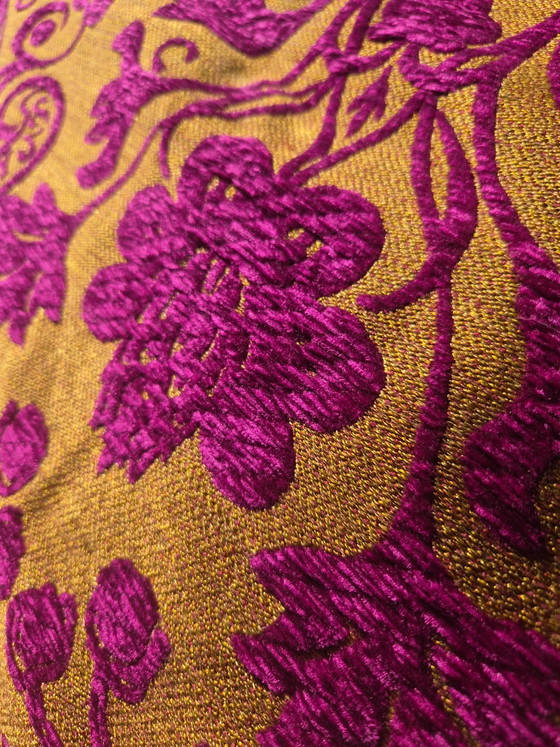Image 1 of Bellissimo velluto/velluto jacquard vintage anni '50 – viola/oro – 2,5 x 1,3 m (con etichetta Van Reeuwijk Rotterdam)