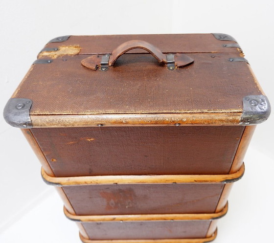 Image 1 of Baule-valigia vintage in tela e legno, anni '20